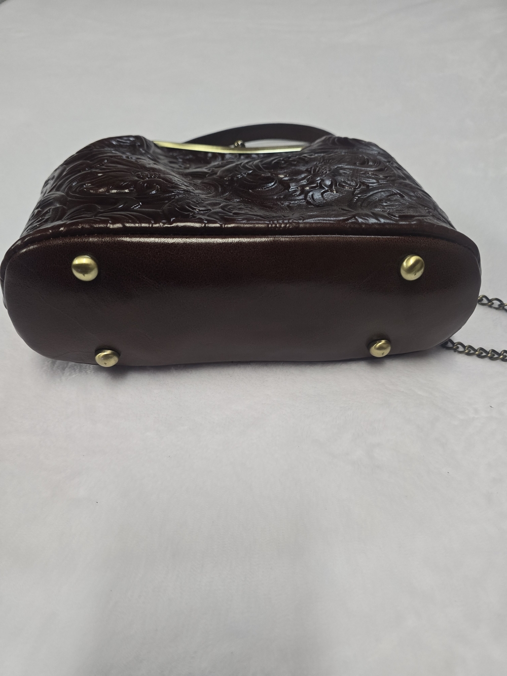 Patricia Nash Leather Laurena Frame Bag with Mirror Fob BritishTan 10th Ann. - Picture 4 of 7